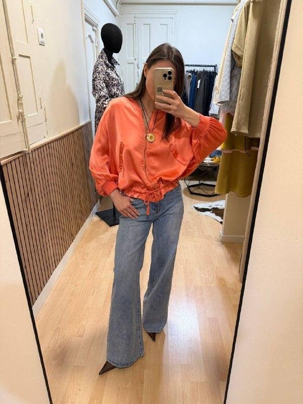 Bomber Coral de Viscosa y Seda para Mujer 1 Bomber Coral de Viscosa y Seda para Mujer img