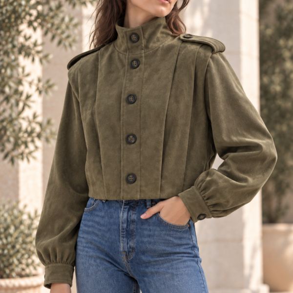 Bomber caqui con hombros marcados