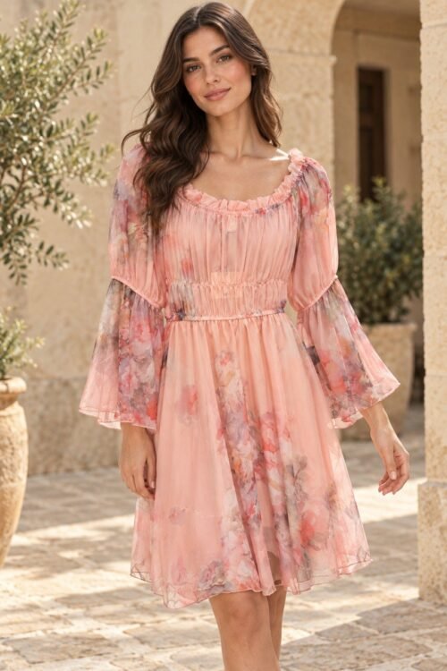 Vestido de gasa con estampado floral