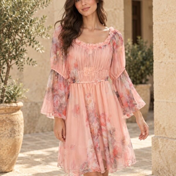 Vestido de gasa con estampado floral