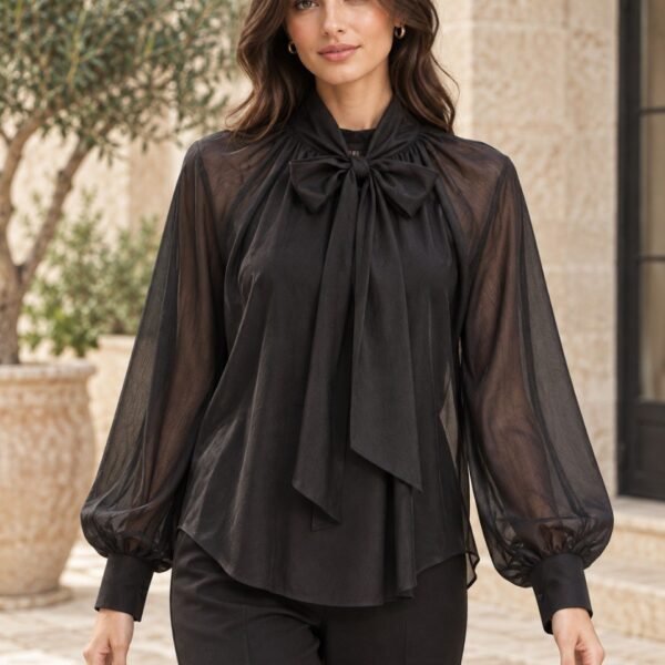 Blusa de gasa con lazo