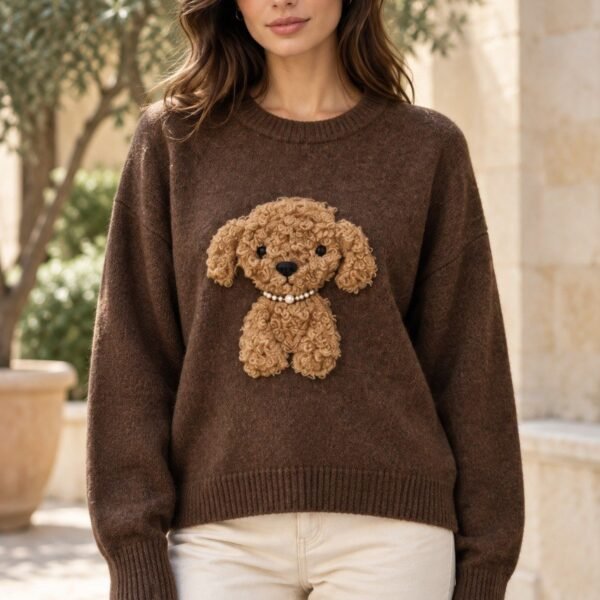 Jersey de viscosa con aplique de perrito