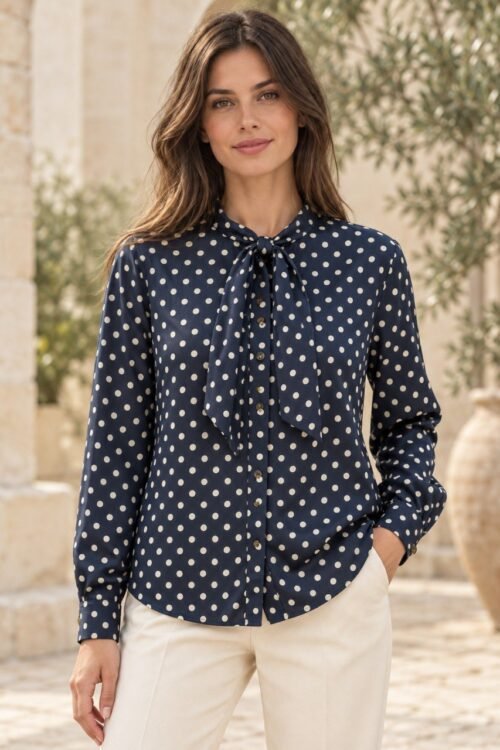 Blusa de lunares con lazo