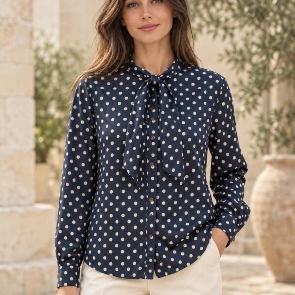 Blusa de lunares con lazo